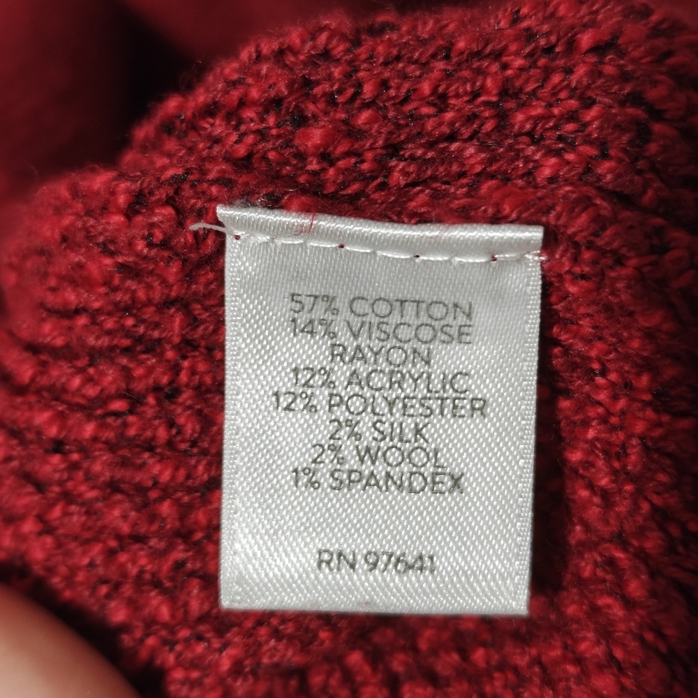 Excellent Condition J. Jill Silk Wool Cardigan Medium Red Long Holiday Christmas - Picture 4 of 6